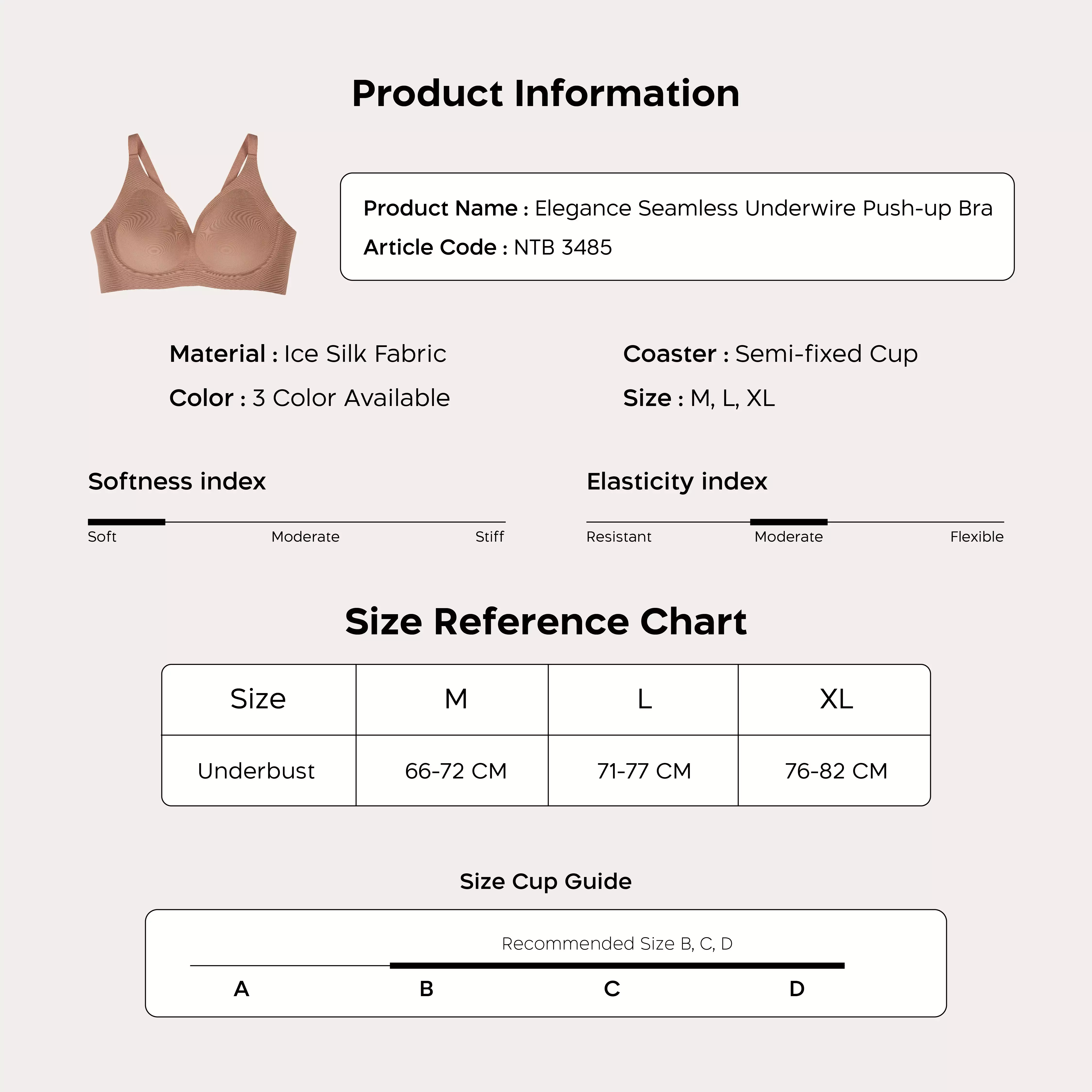 Nathalie Wire Seamless Bra NTB 3485 - Hitam