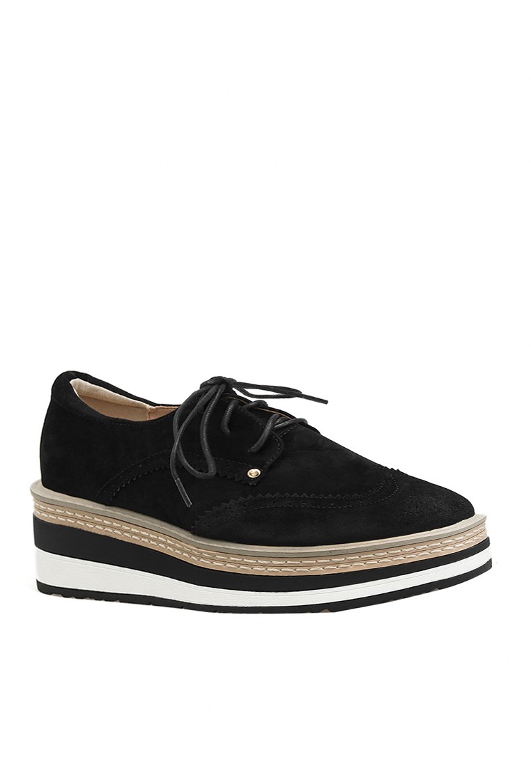 British Style Suede Round Toe Flatform Shoes LW1827