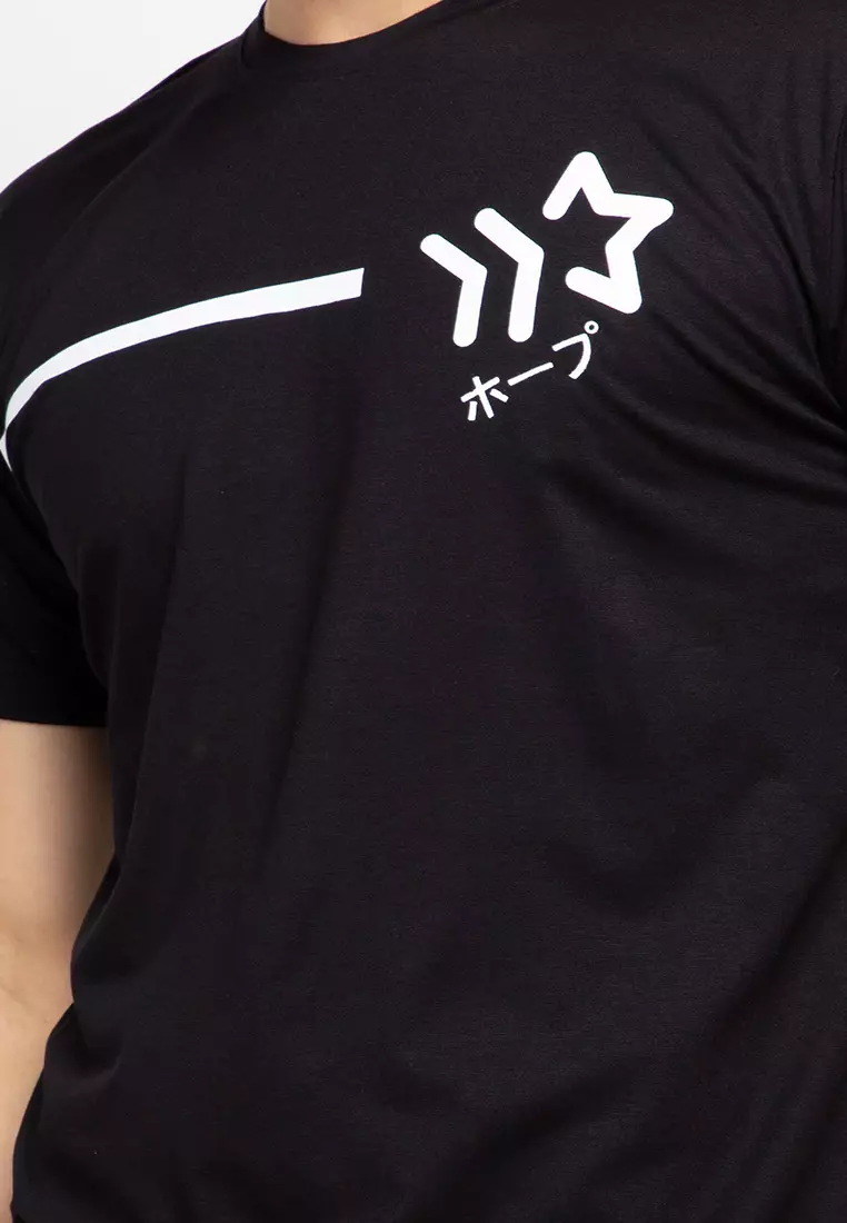 Nade NT314 Line Star Logo Hitam Kaos anti kusut Pria