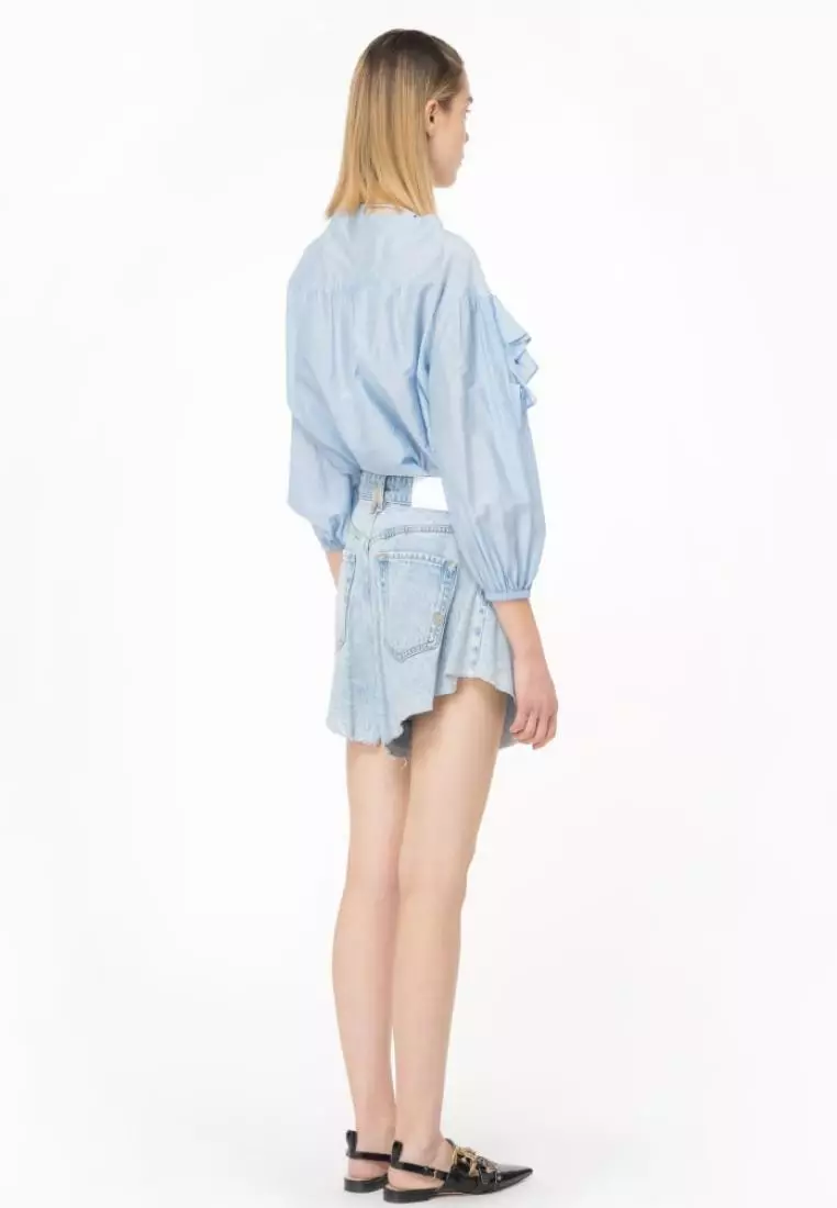 Blouse with maxi flounce