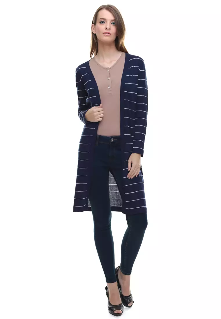 LGS - Sweater Wanita - Model Dress - Motif Salur - Navy - LST.360.U708.107.CLS
