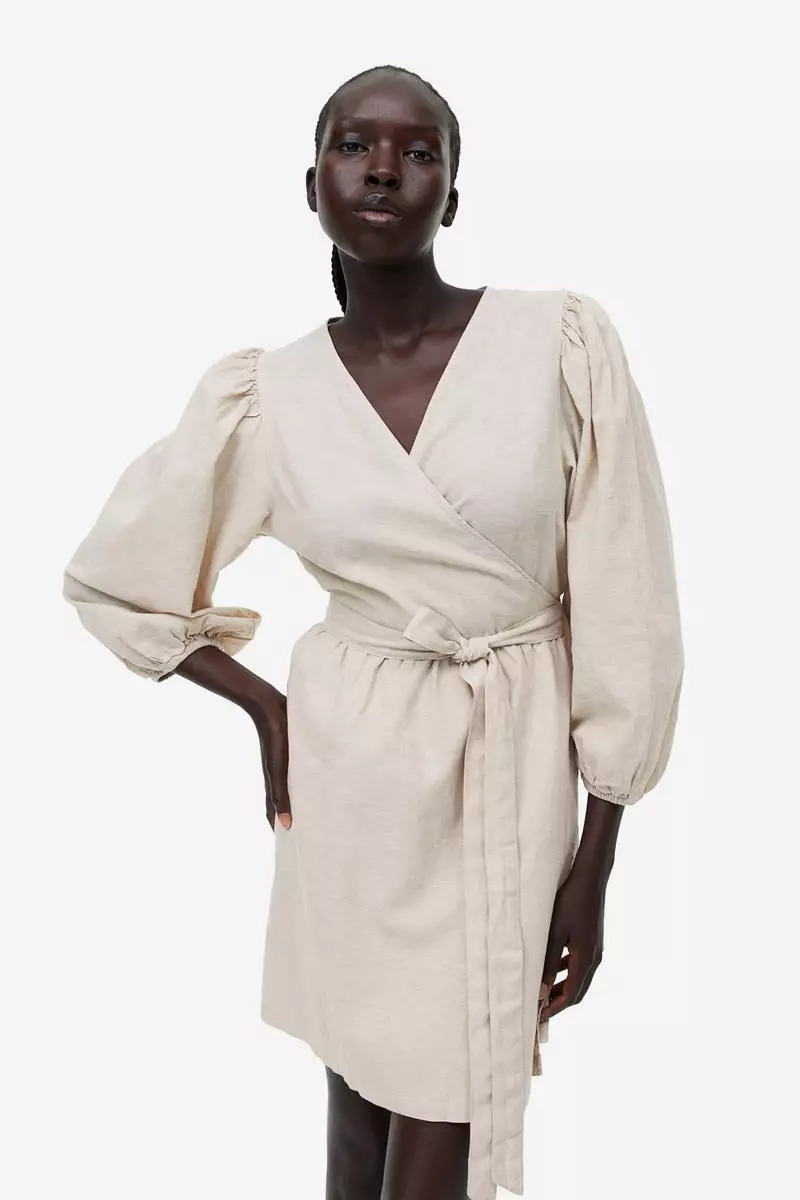 Buy H M Linen blend wrap dress Online ZALORA Malaysia