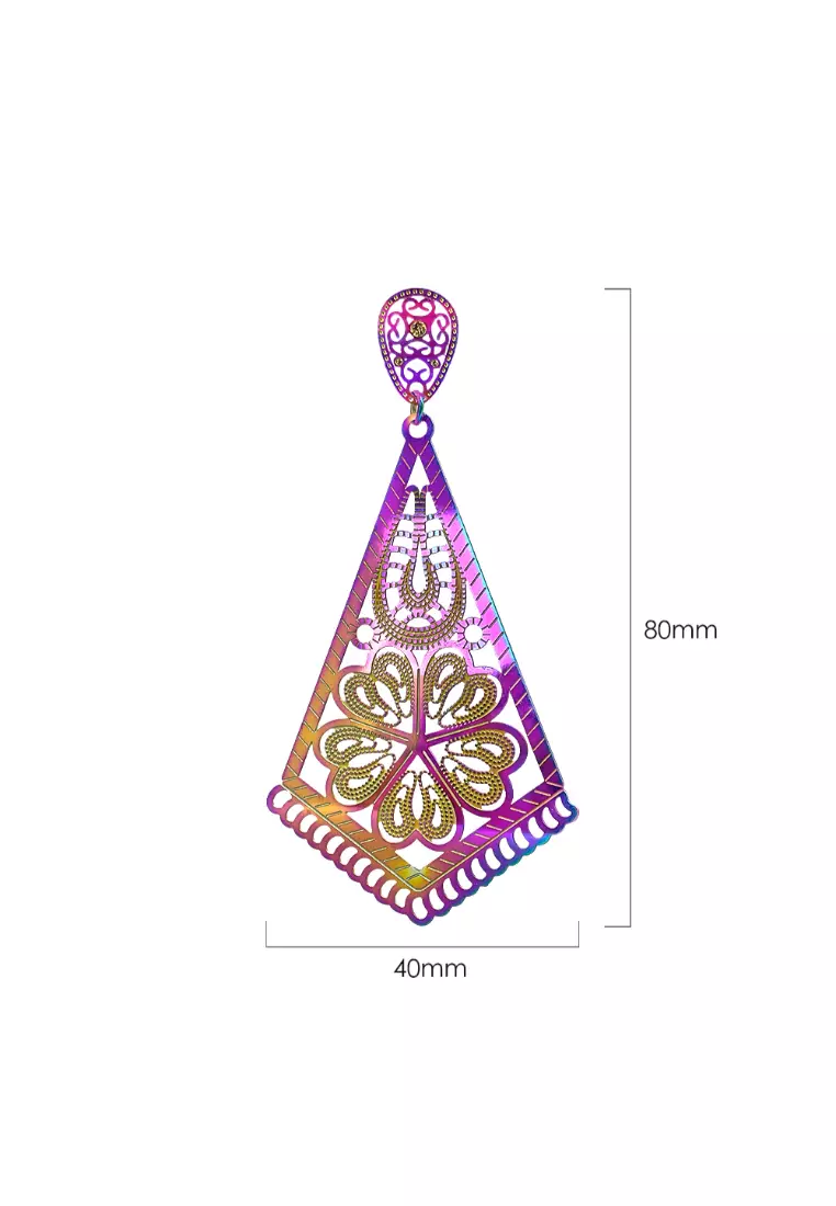 Laser Etched Kite-Shaped Earrings In Rainbow