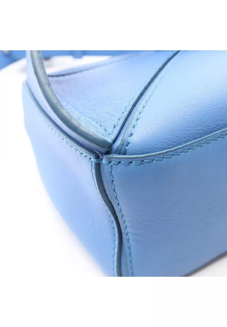 Pre-Loved LOEWE puzzle bum bag mini body bag leather blue
