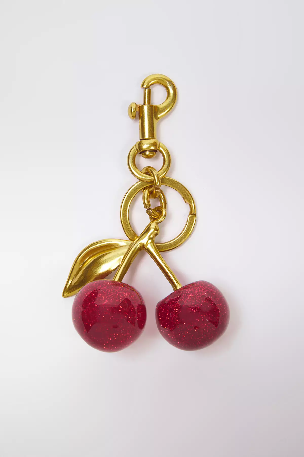 Red Cherry Gold Detailed Charm Bag Ornament Accessory Takss25Da00004