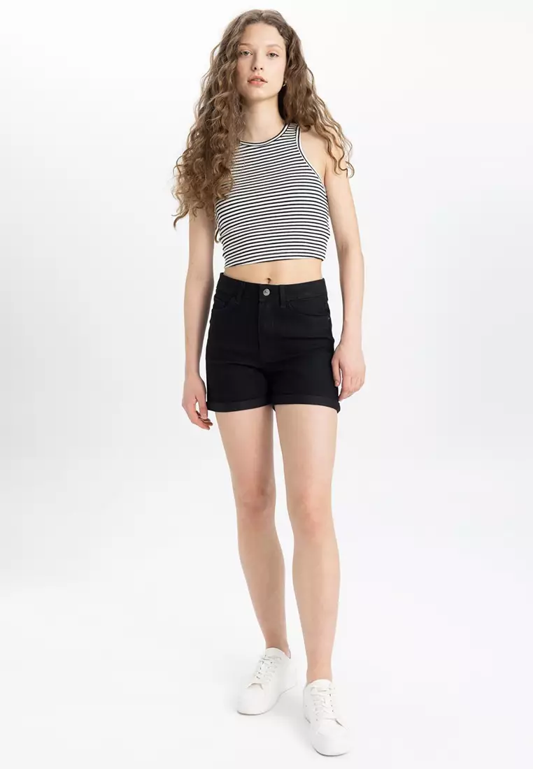Roll Hem Denim Shorts