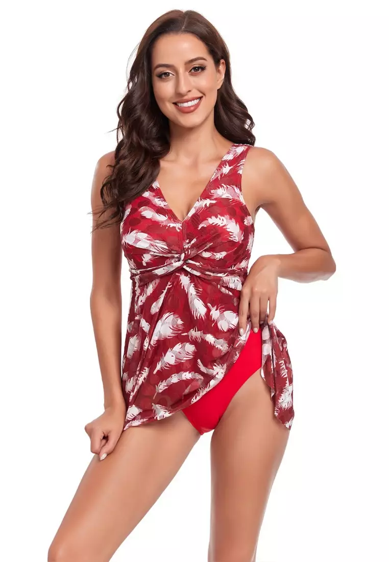 LYX23136 European Lady One Piece Swimwear Red