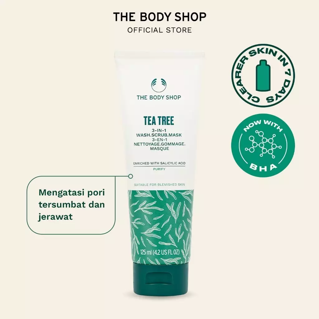 Tea Tree 3 In 1 Wash Scrub Mask Face Wash 125ml