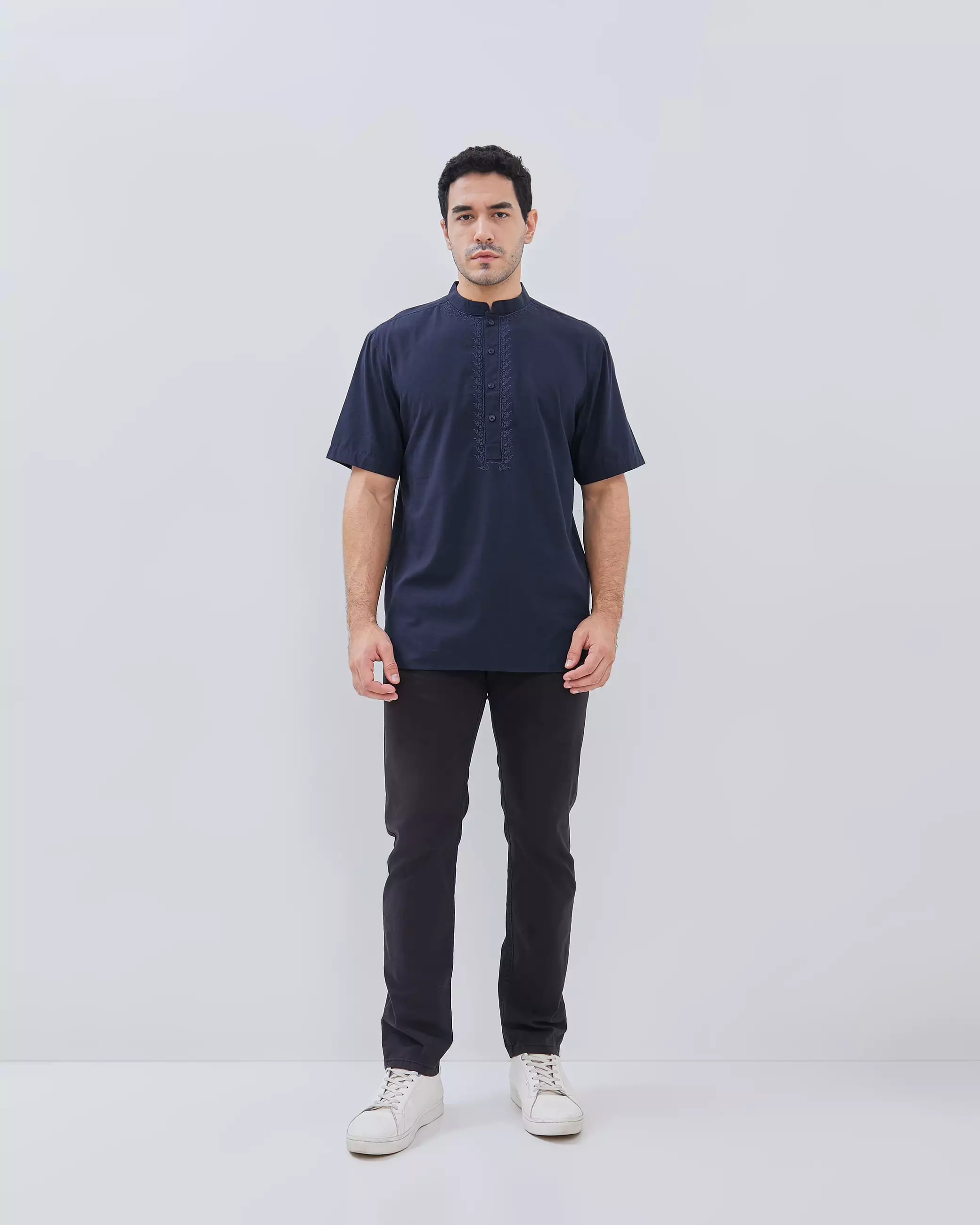 AMK Kemeja Koko Pria Lengan Pendek KK Tabaqah s/s Navy Blue