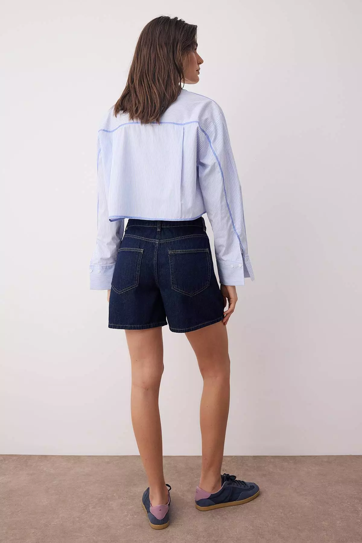 Dark Blue High Waist City Boy Denim Shorts Twoss25Sr00172