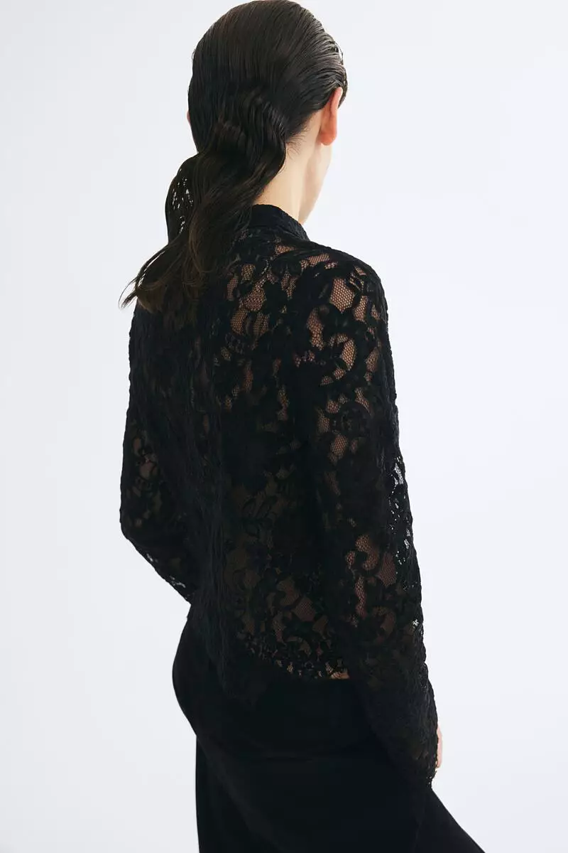 Button-front lace top
