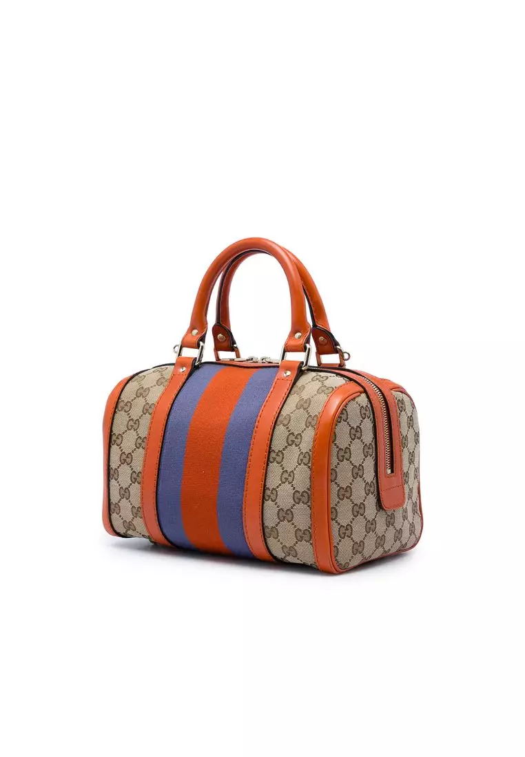 Pre-Loved Gucci Small Gg Canvas Web Joy Boston Bag