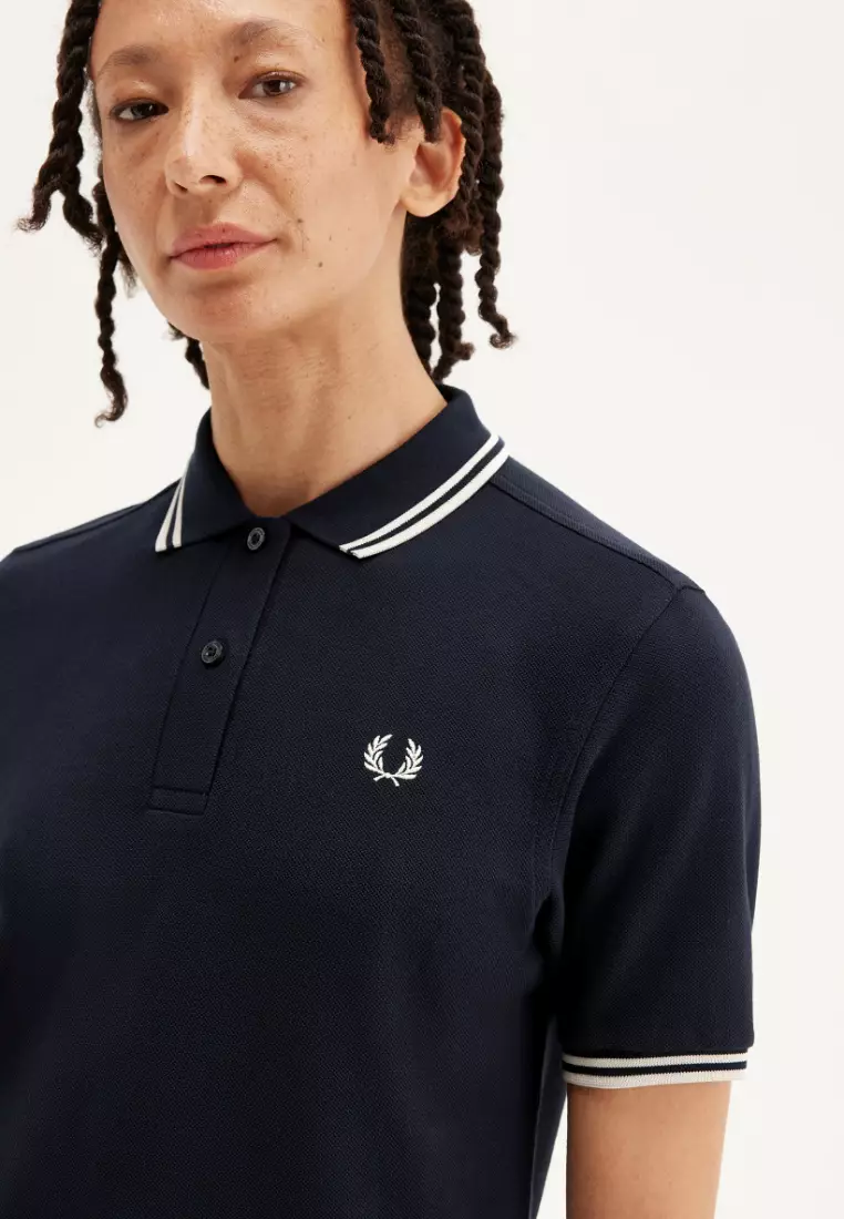 Fred Perry G3600 The Twin Tipped Fred Perry Shirt (Navy / Oatmeal / Oatmeal)