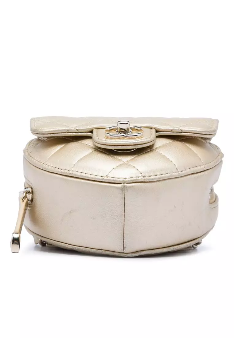 Pre-Loved Chanel Mini Metallic Lambskin Cc In Love Heart Belt Bag