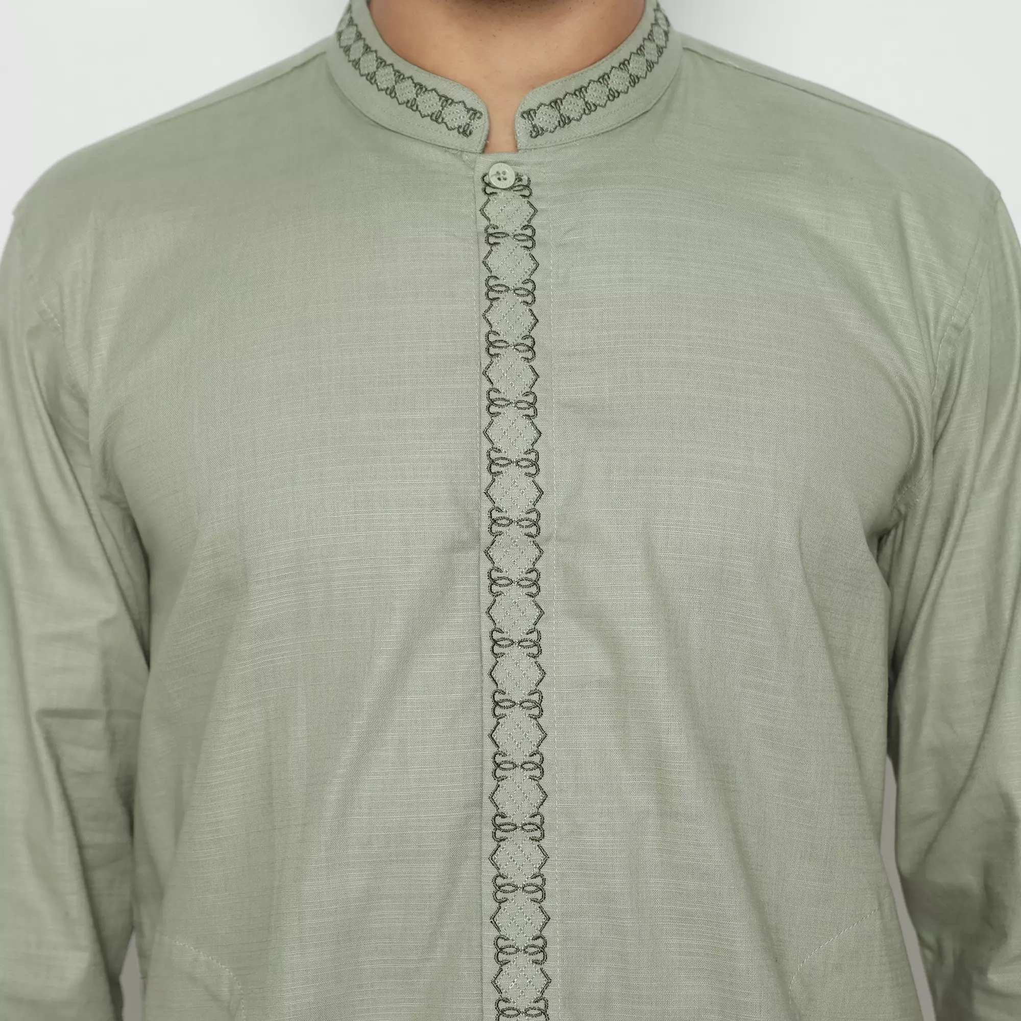 Platini Kemeja Pria Koko Shanghai Lengan Panjang Katun Sage Green 06104