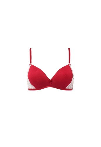 QuestChic white and red and multi Audrene Modal Wireless T-shirt Bra 3E87DUS62C26ABGS_1