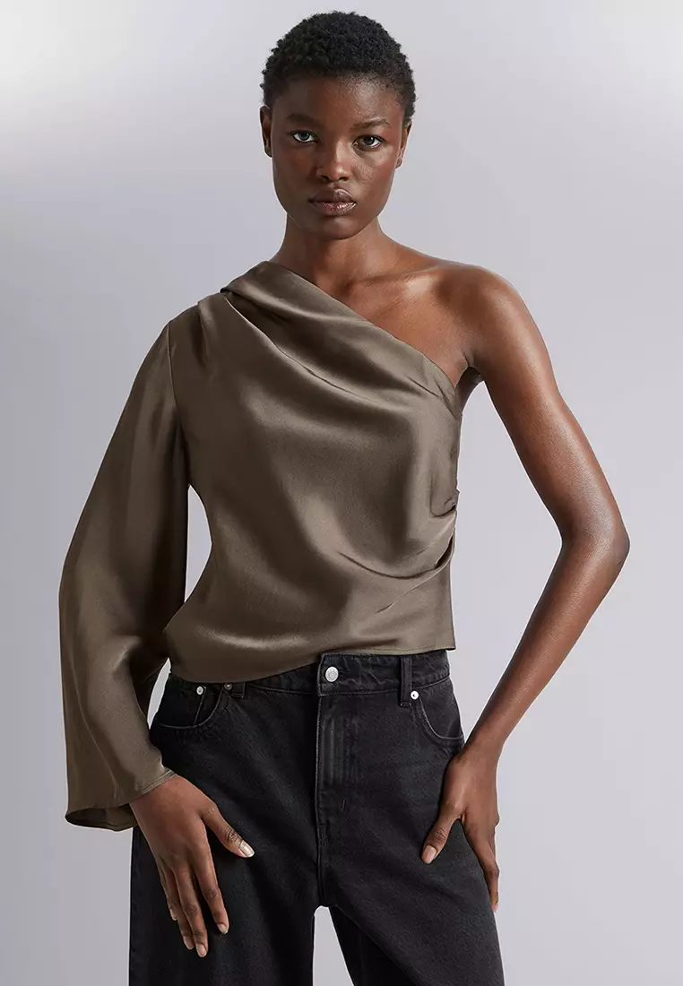 One Shoulder Satin Top