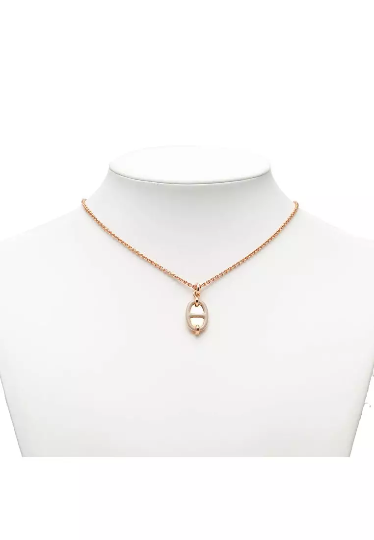 Pre-Loved Hermès Mini Rose Gold Plated Maillon Pendant Necklace