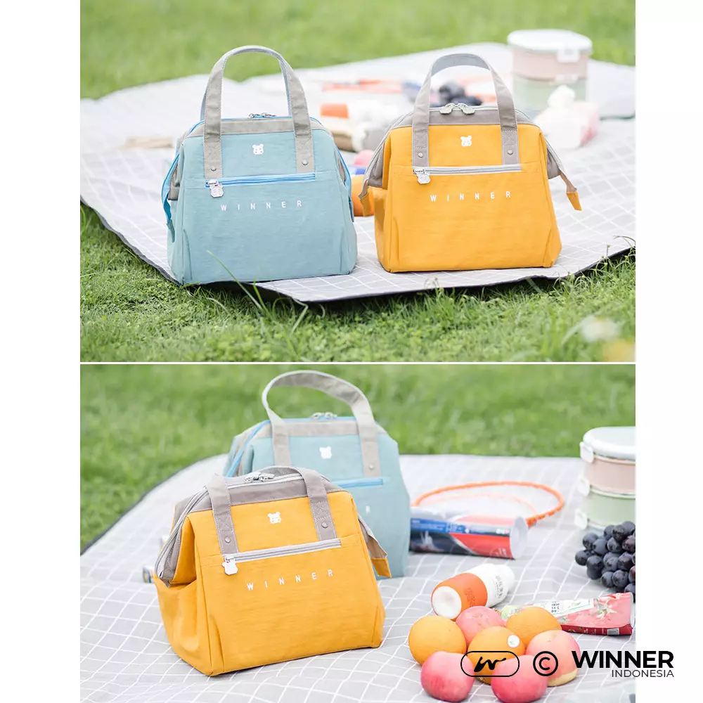 Tas Bekal Makan Tahan Panas Dingin Anti Air Makanan Bento Elegan Thermal Lunch Bag (T14-008) - Toska L