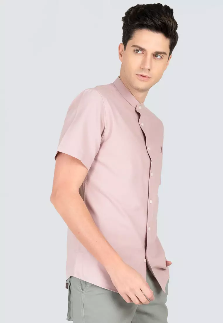 Polo Haus - Men’s Cotton Mix Signature Fit Mandarin Collar Short Sleeve MBSSE003