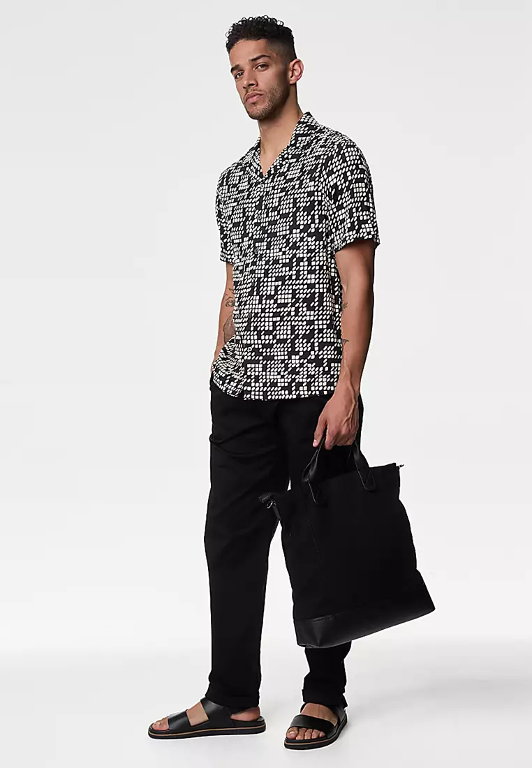 Twill Cuban Collar Shirt