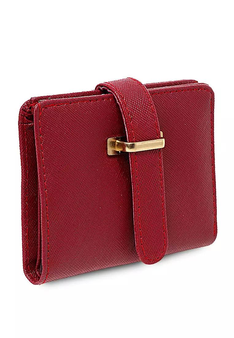 Jareth Dompet Wanita Motif Polos Simple Pengait Slot - Red