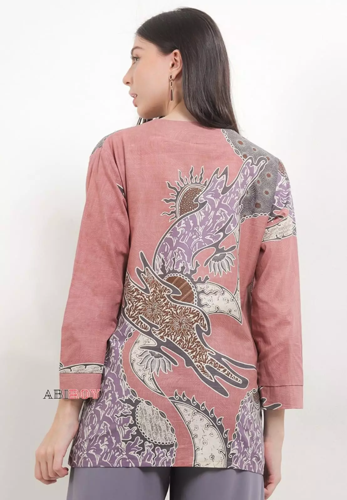 Blouse Batik Mahesintra Pink Premium Slimfit Elegant NLN