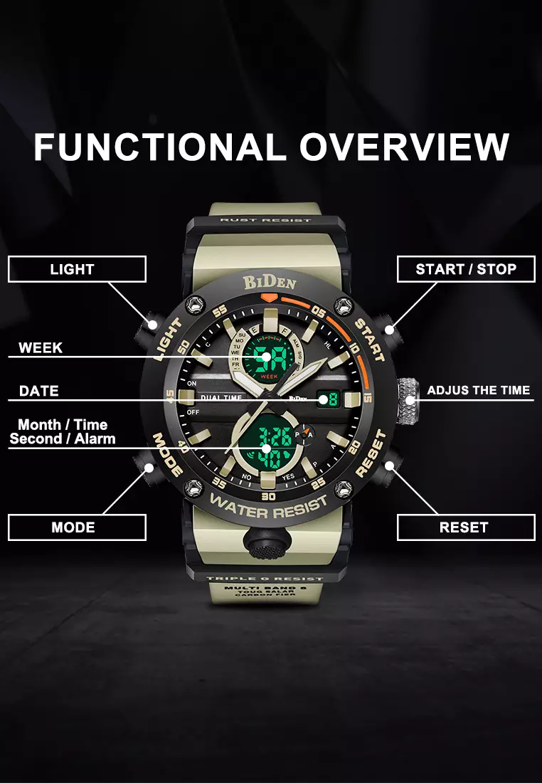 Jam Tangan Pria Original Analog&Digital Multifungsi Militer Jam Tangan Cowok Khaki