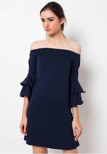 Sabrina Dress with Double Bell Navy