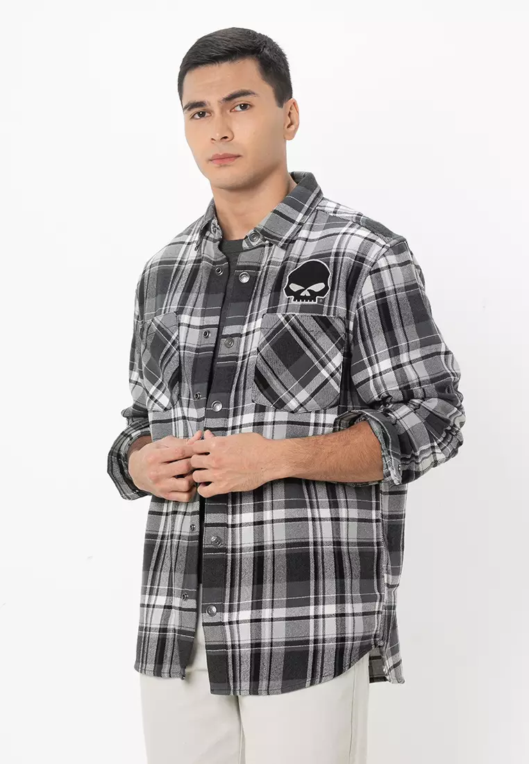Harley-Davidson® Willie G™ Skull Plaid Long Sleeve Shirt