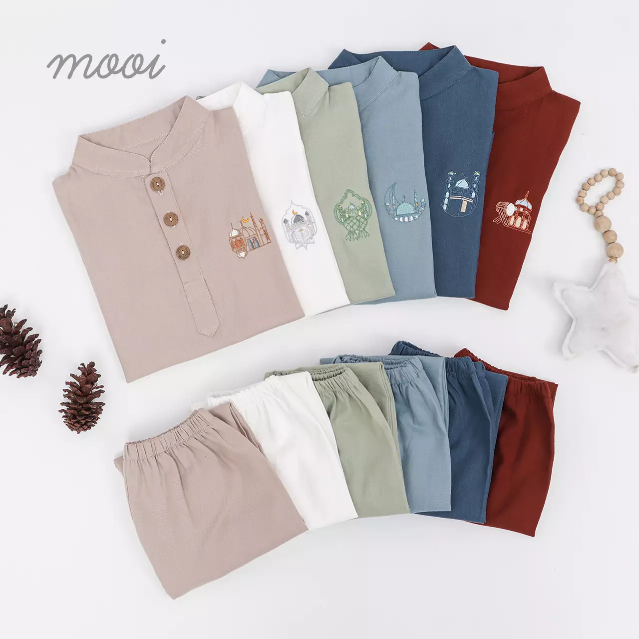 Mooi Adam Koko Set Setelan Koko Anak Raya Collection V1 - White V1