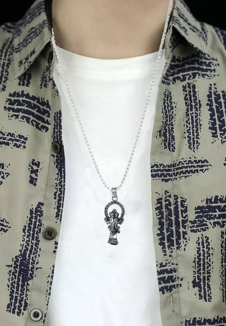 Aksesoris Kalung Pria Ganesha Stainless Steel Premium Necklace Silver