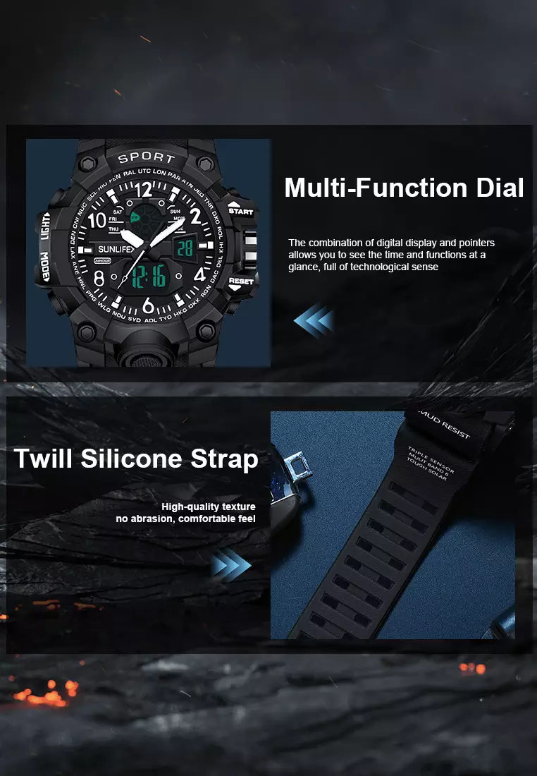 Jam Tangan Pria Original Analog&Digital Olahraga Anti Air Casual Jam Tangan Cowok allblack