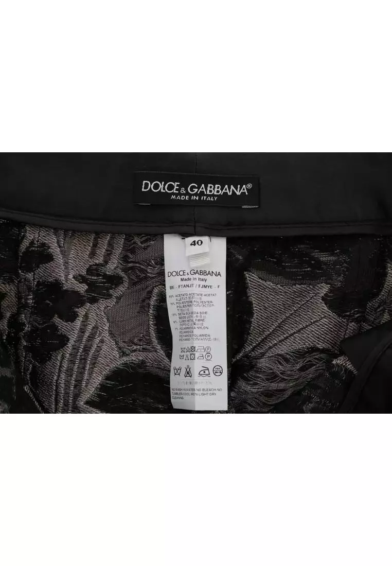Dolce & Gabbana Black Floral Brocade High Waisted Trouser Pants main image 0