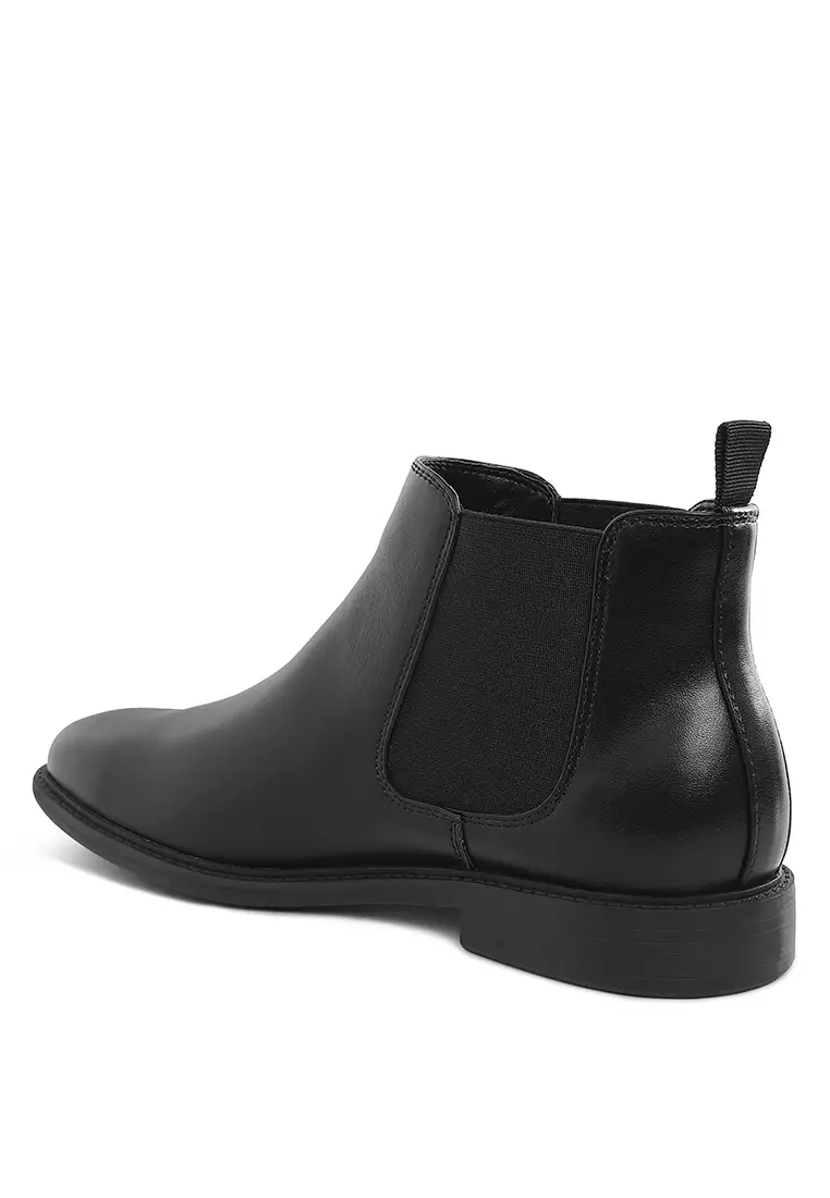 Men's Faux Leather Chelsea Boots In Black