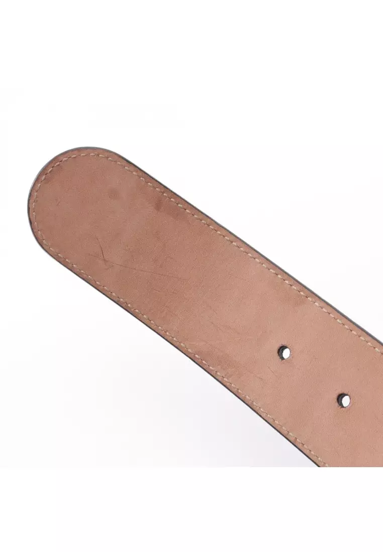 Pre-Loved Gucci Interlocking G sherry line belt fabric leather Navy Red black