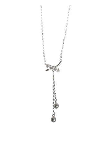 ZITIQUE silver Women's Sweet Bowknot Tassel Earrings - Silver 5DE5DACBC7B200GS_1
