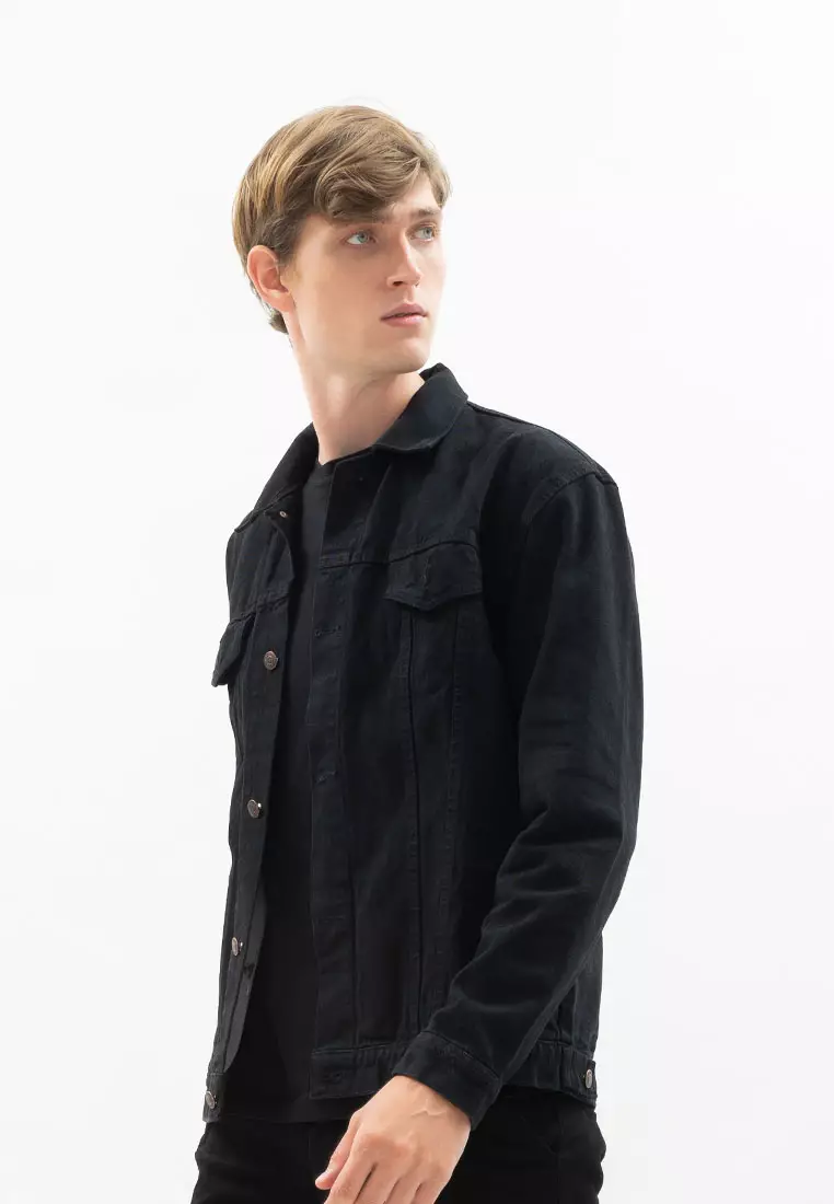 Houseofcuff Jaket Jeans Pria Polos Tebal Dilan Jaket Denim Hitam