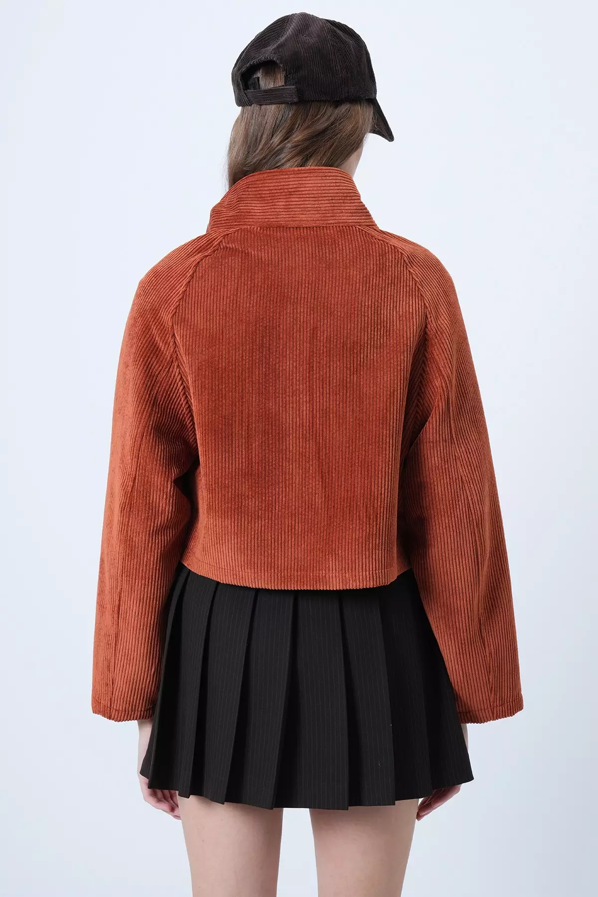 Tile Double Pocket Raglan Sleeve Velvet Jacket Alc-X14604
