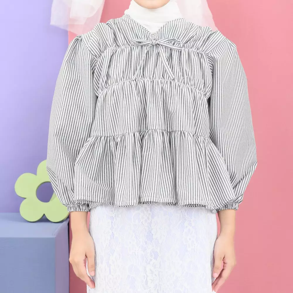 Liora Rubber Blouse - Stripe Black M19503 R73S5