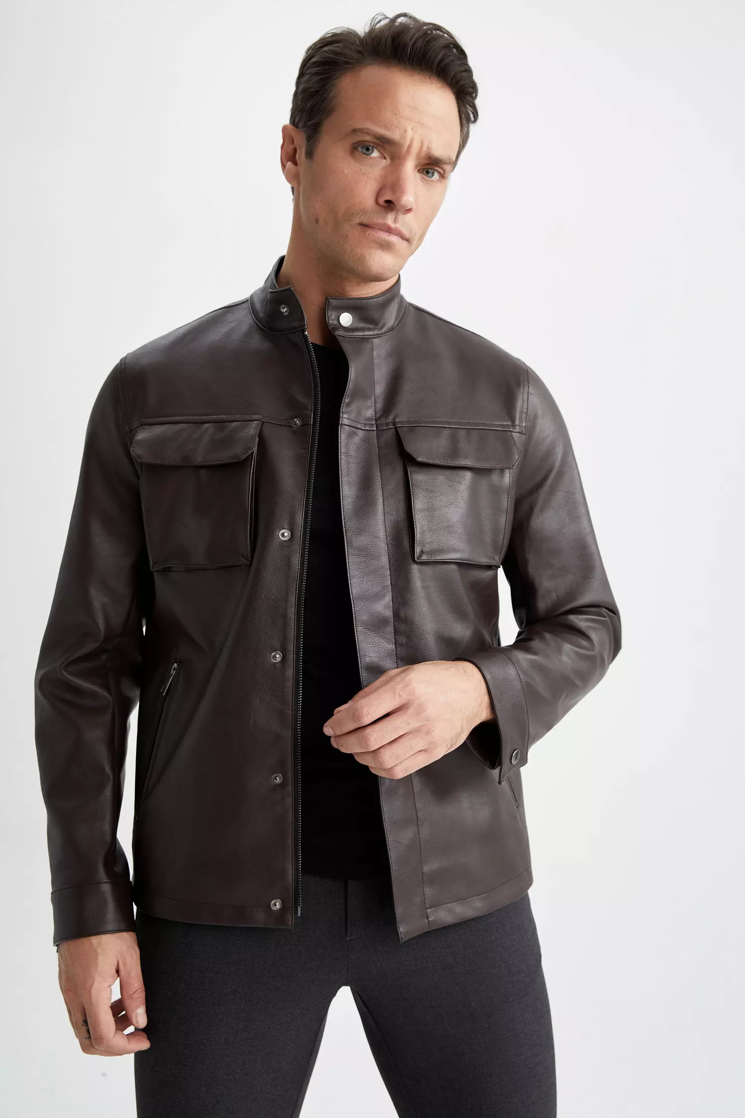 Mens faux clearance leather jackets