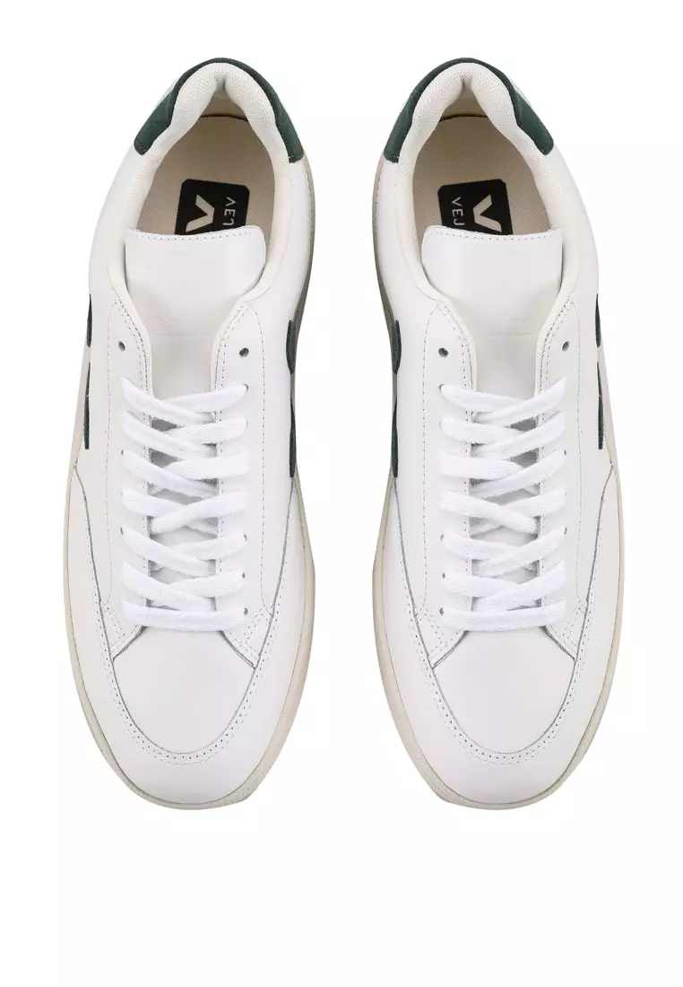 White sneakers with black on sale v