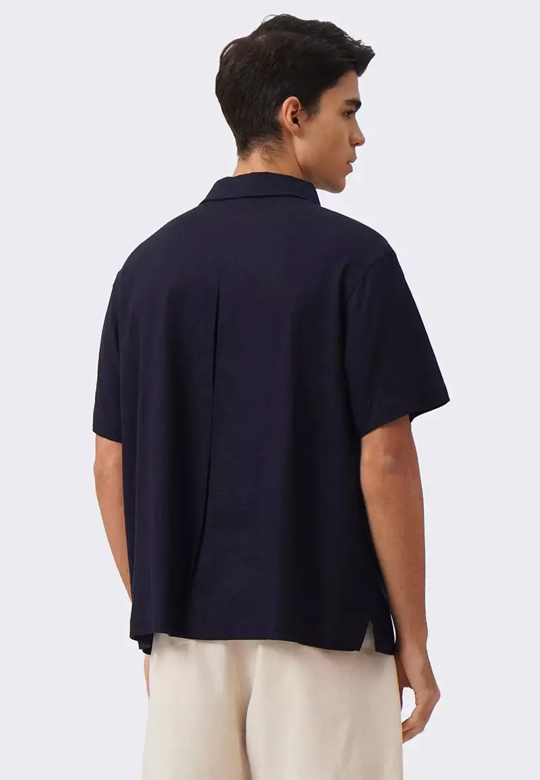 Men's Relaxed Linen Shirt with Back Pleat