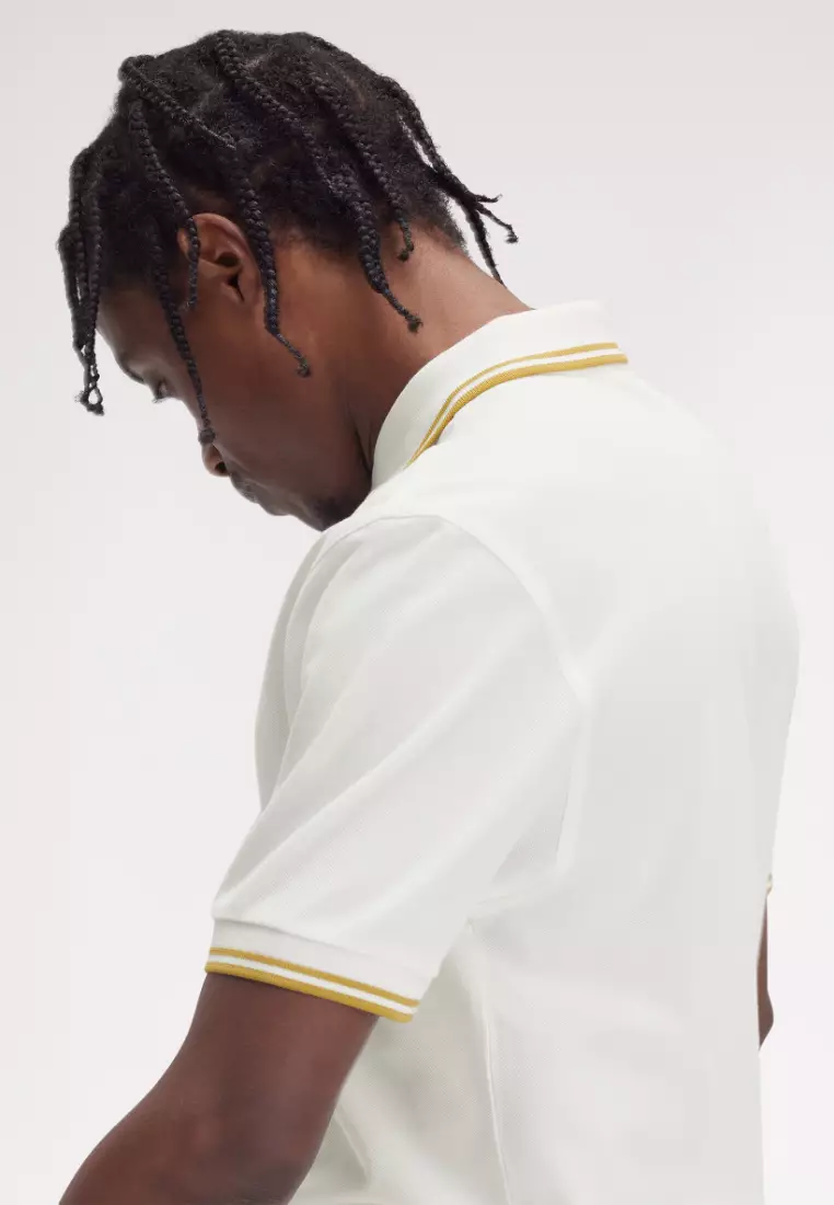Fred Perry M3600 Twin Tipped Fred Perry Shirt (Snow White/ Honeycomb)
