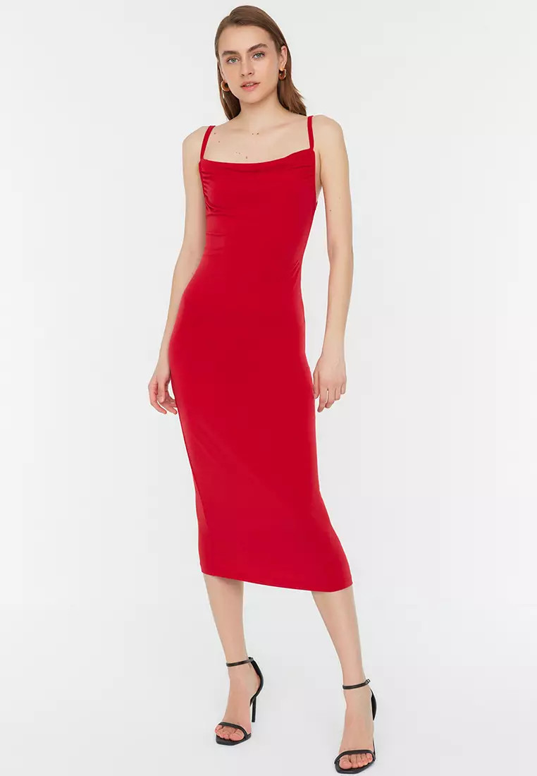 Red bodycon hot sale midi dress