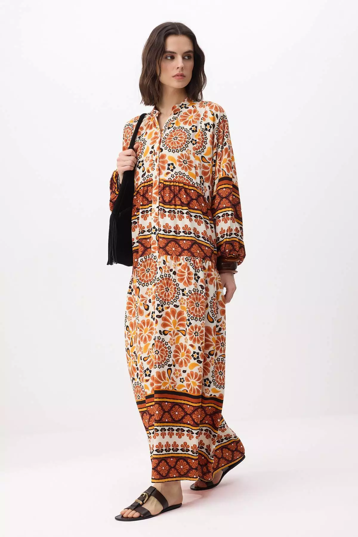 Tan Unlined Ethnic Woven Dress&Jumpsuit Shally Hijab Dress Tctss24Eb00221