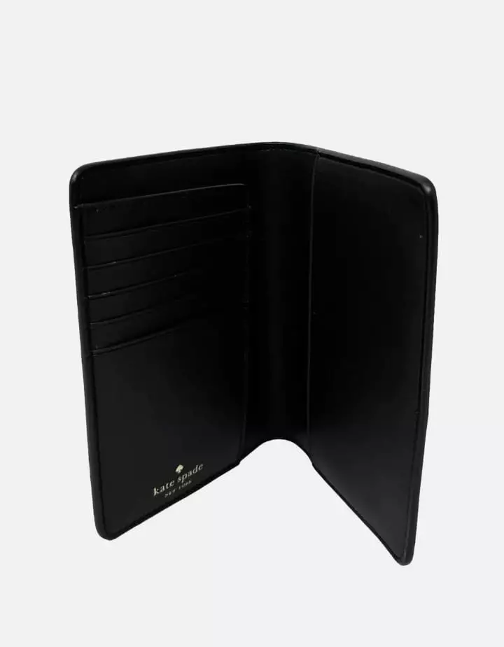 KC577 Kate Spade Madison Saffiano Leather Passport Holder Wallet Black 001