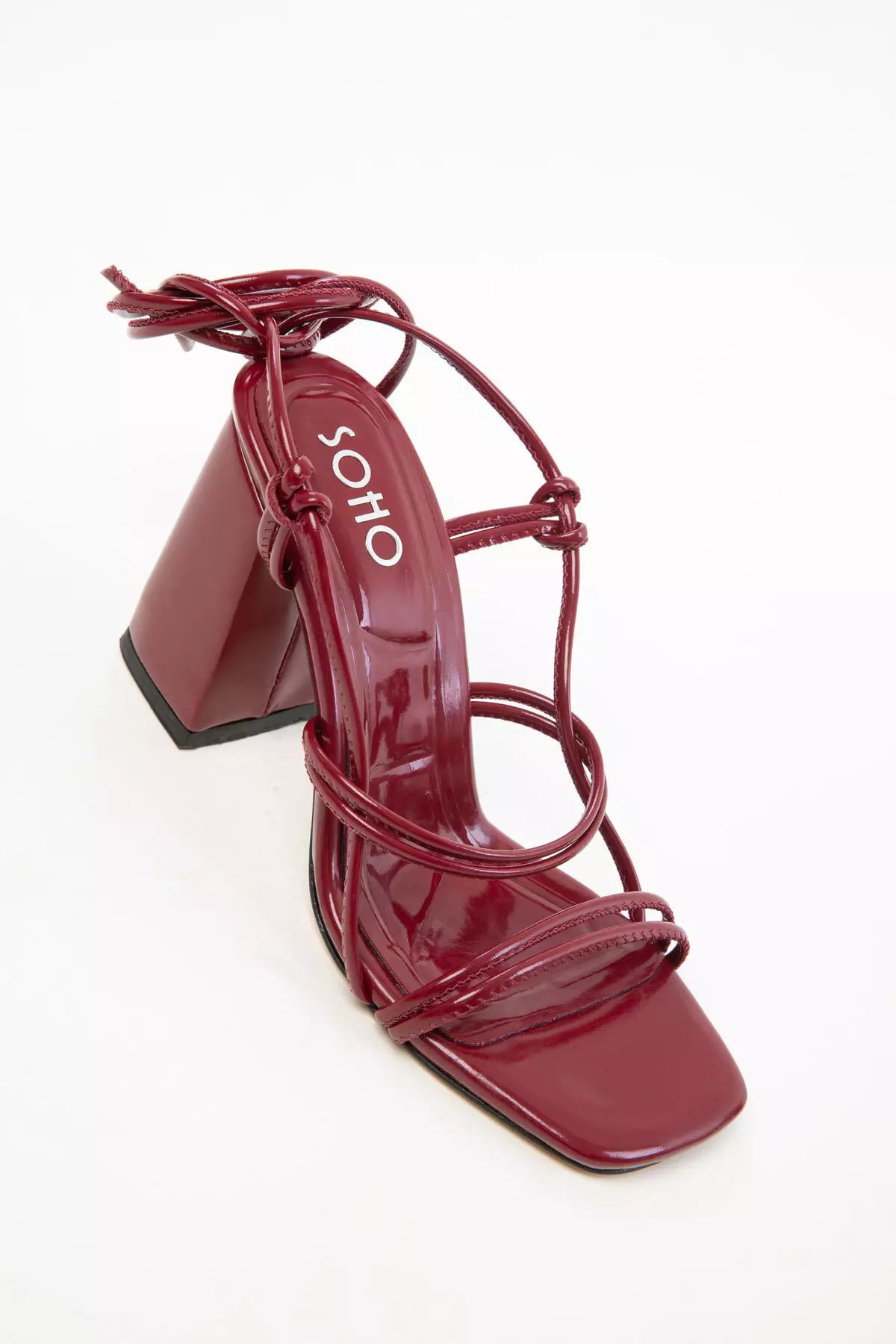 Claret Red Patent Leather Women'S Classic Heeled Shoes 20363