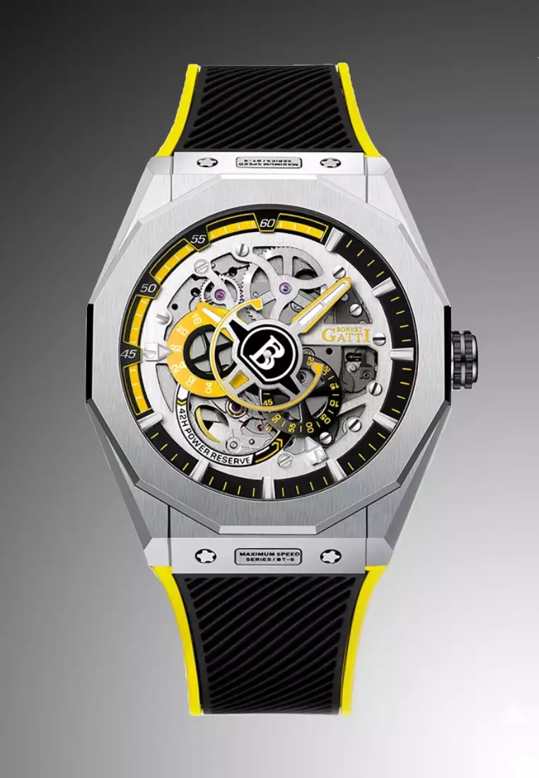 Automatic Unisex Stainless Steel Watch, Rubber Strap