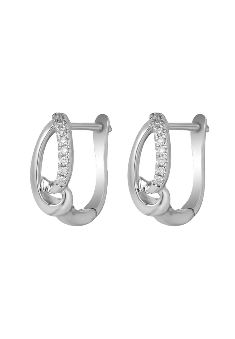 TOMEI Diamond Loop Earrings, White Gold 585
